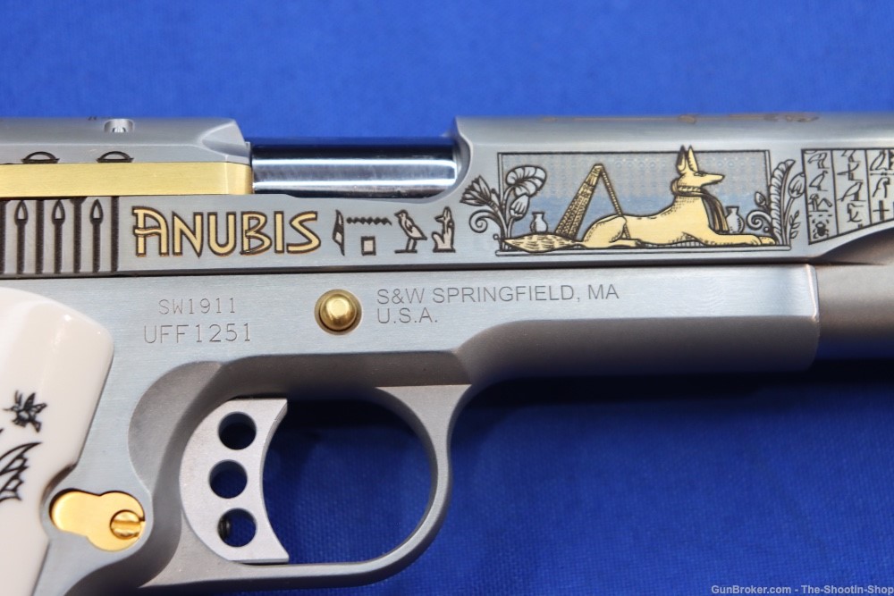 SMITH & WESSON Model 1911 Pistol ANUBIS GODS OF EGYPT GOLD ENGRAVED 45ACP-img-10