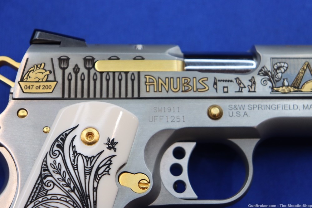 SMITH & WESSON Model 1911 Pistol ANUBIS GODS OF EGYPT GOLD ENGRAVED 45ACP-img-11