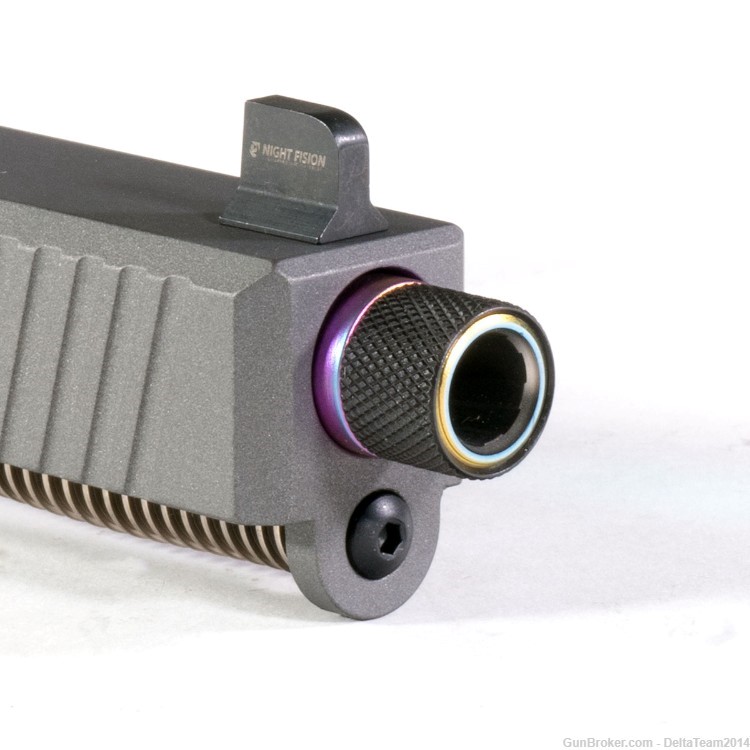 Complete Slide for Glock 19 | Rainbow PVD Barrel | Tungsten Cerakote Slide-img-4