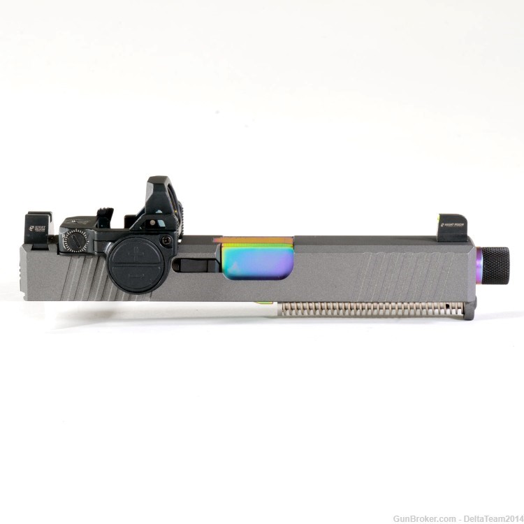 Complete Slide for Glock 19 | Rainbow PVD Barrel | Tungsten Cerakote Slide-img-1