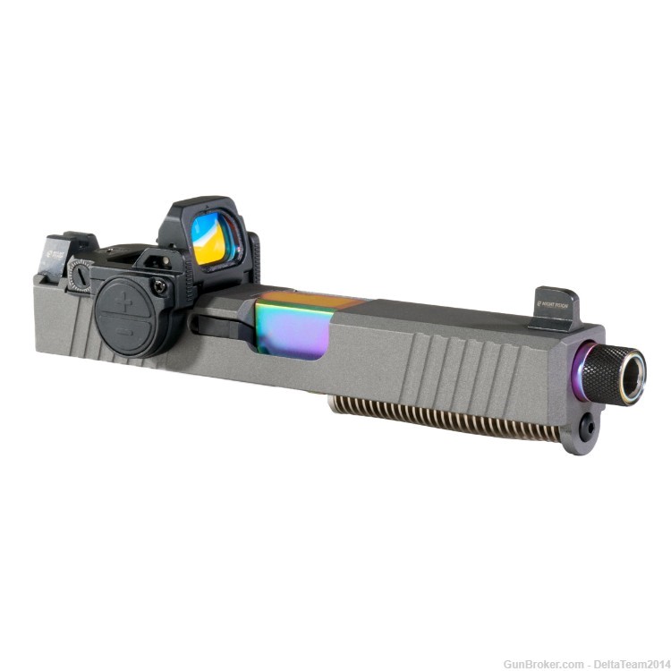 Complete Slide for Glock 19 | Rainbow PVD Barrel | Tungsten Cerakote Slide-img-0