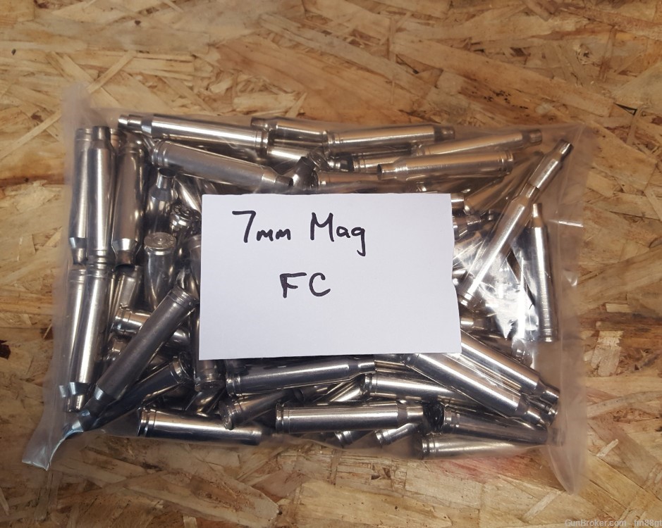7mm Rem Mag once fired Nickel brass (100ct FC)-img-0