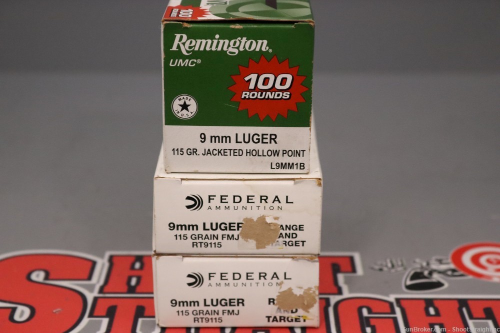 Lot O' 190rds Miscellaneous 9mm Ammo - Federal FMJ & Remington JHP --img-2