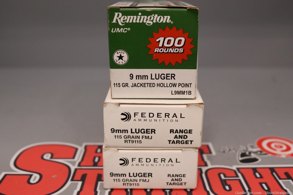 Lot O' 190rds Miscellaneous 9mm Ammo - Federal FMJ & Remington JHP --img-0