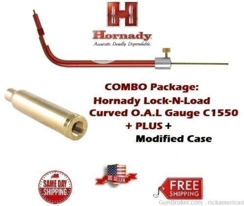 Hornady CURVED OAL Gauge C1550 + Modified Case for 280 Ackley Imp A80AI-img-2