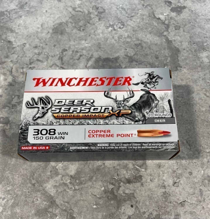 200 Rounds Winchester Deer Season XP Copper Impact 308 Win. 150 Grain-img-0