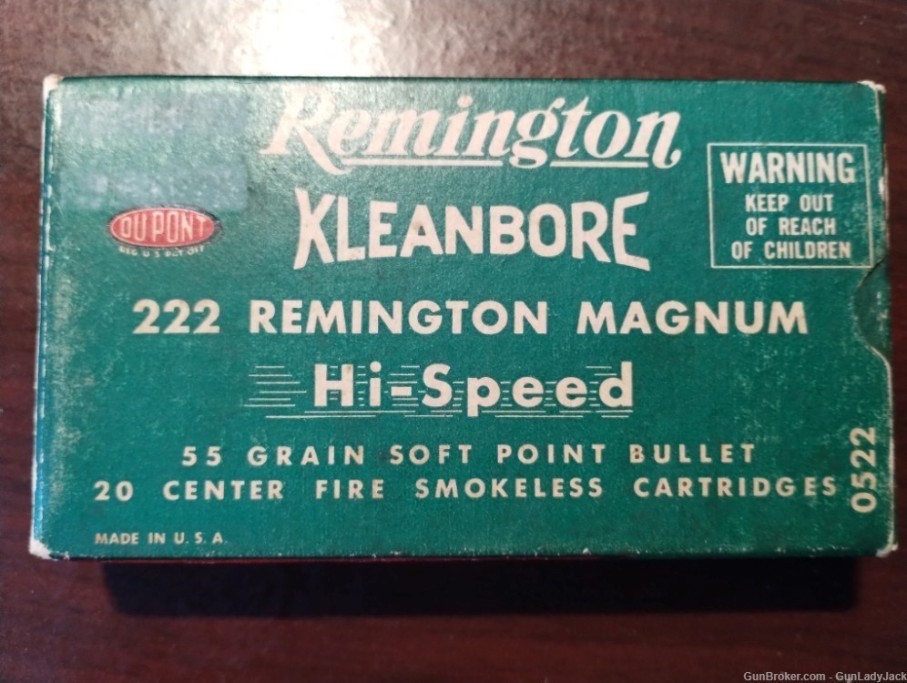 Remington-Dupont .222 RM vintage ammunition. Full box. FREE SHIPPING!-img-0