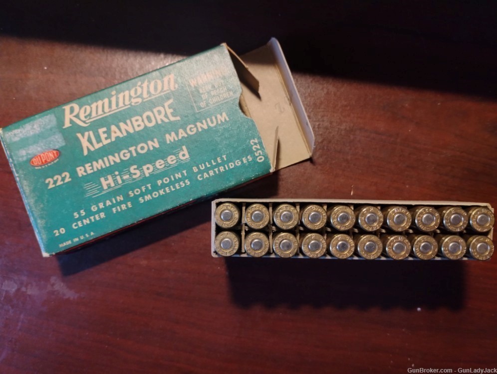 Remington-Dupont .222 RM vintage ammunition. Full box. FREE SHIPPING!-img-1