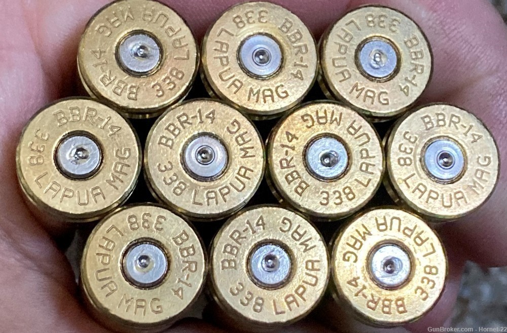 338 Lapua Mag once 1x fired brass, BBR-14 headstamp, 100 pcs-img-0