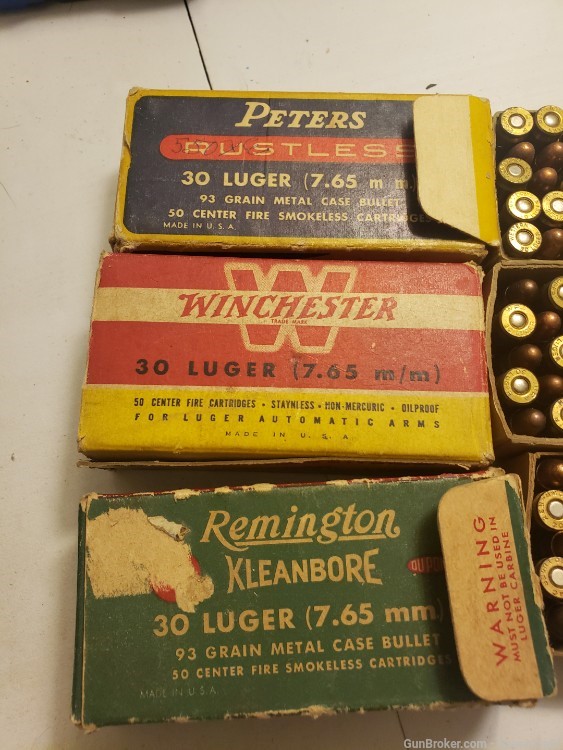 150 rounds 30 Luger 7.65mm vintage ammo ammunition Winchester remington-img-4