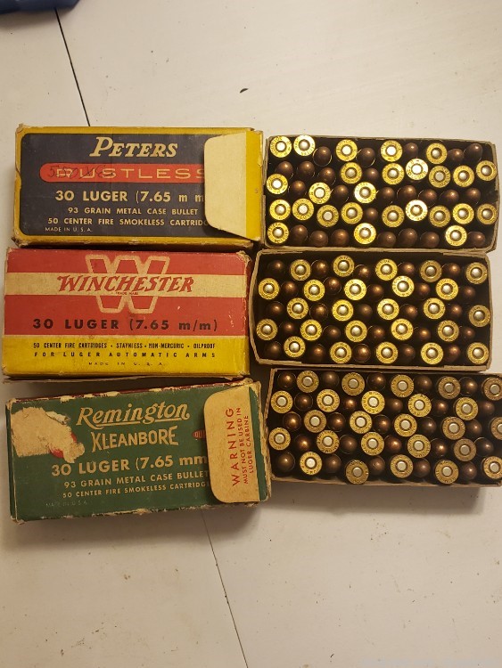 150 rounds 30 Luger 7.65mm vintage ammo ammunition Winchester remington-img-0