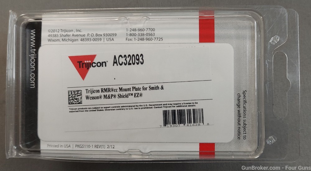 Trijicon RMRcc Mounting Plate Smith & Wesson M&P Shield EZ  AC32093-img-1