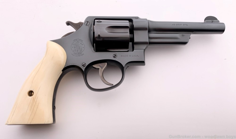 HAMILTON BOWEN S&W 5" BLUE HEAVY DUTY .45 COLT CONVERSION IVORY GRIPS C&R-img-6