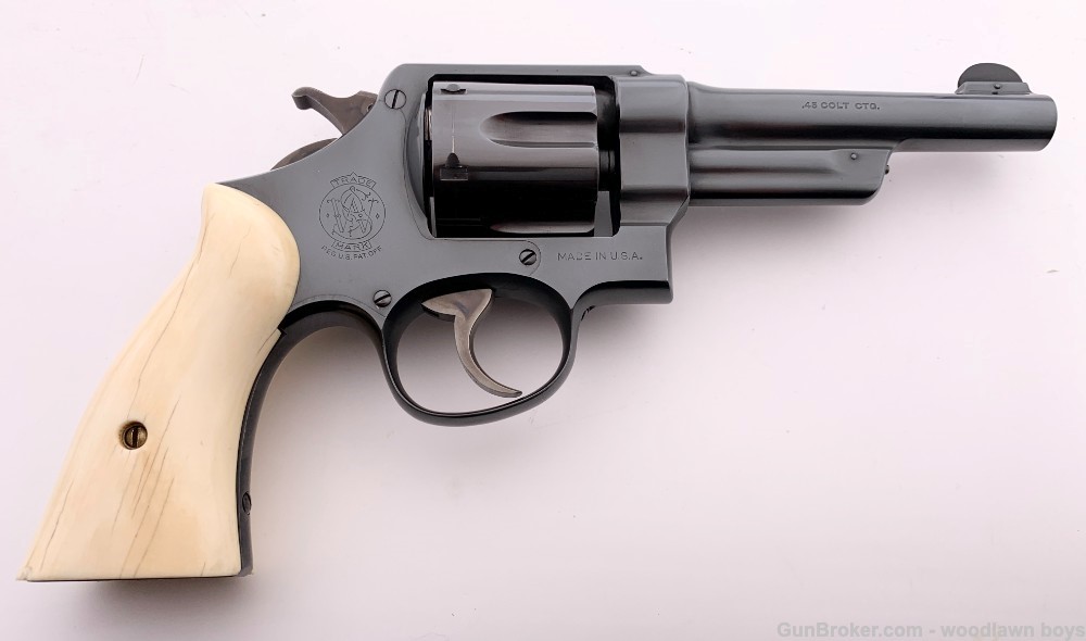 HAMILTON BOWEN S&W 5" BLUE HEAVY DUTY .45 COLT CONVERSION IVORY GRIPS C&R-img-25