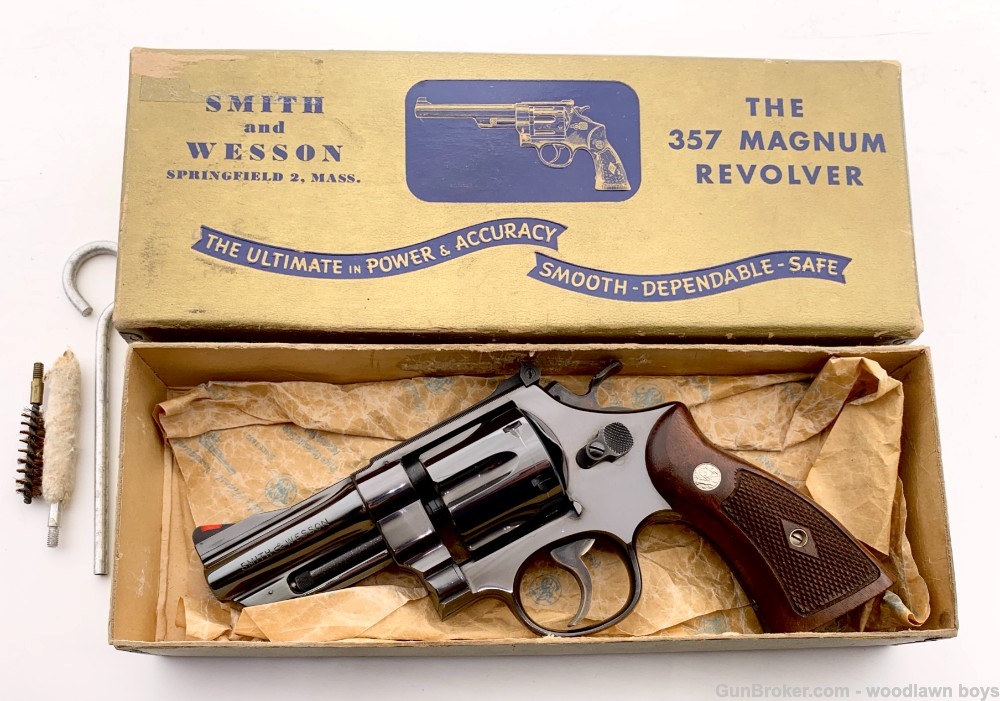 S&W 3.5" BLUE PRE MODEL 27 GOLD BOX & TOOLS FACTORY LETTER RED RAMP FRONT-img-32