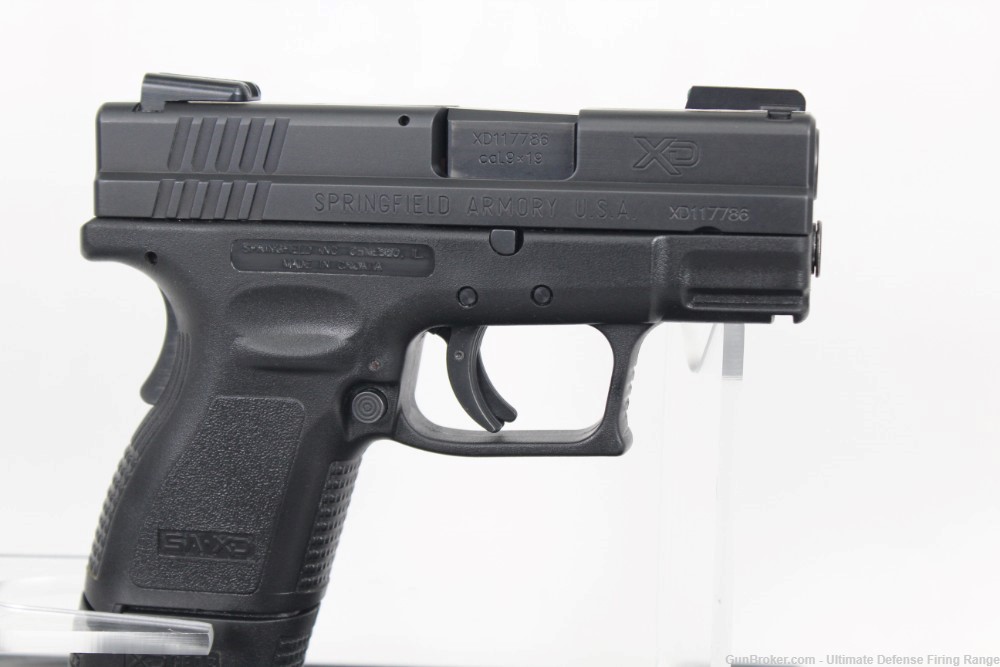Excellent Springfield XD Sub-Compact 9mm Truglo Fiber Optic Sights 2 Mags-img-0