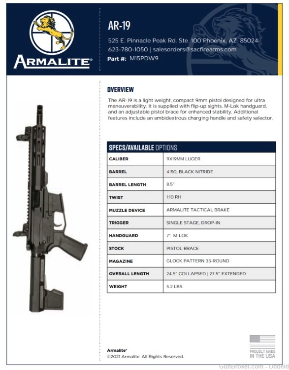 Armalite AR-19 PDW 9mm Pistol 33rd Mag M-15 M15 PDW9 Glock Mag-img-17