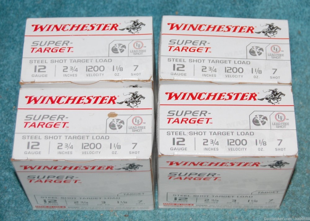 4 Full Boxes Winchester Super-Target Steel 12 Gauge Shotgun 2 3/4 #7 Shot-img-0