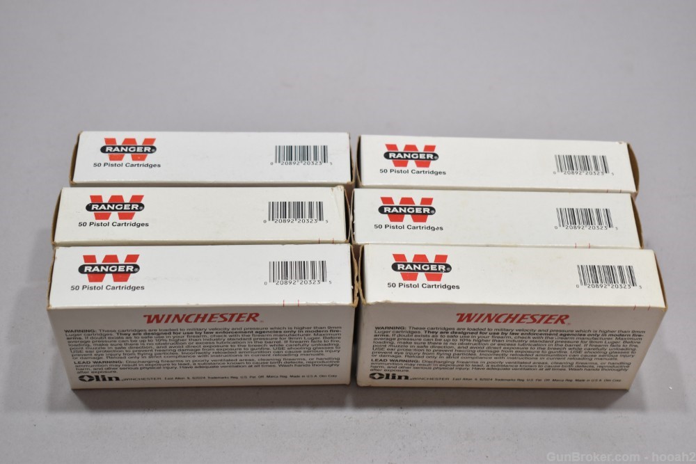 6 Boxes 295 Rds Winchester 9mm NATO 124 G FMJ 92-94 Dated RA9124N-img-3