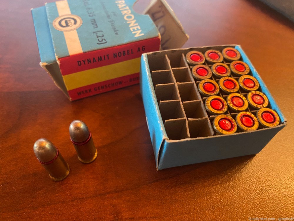 Vintage .25 / 6.35 ammo - Geco  Patronen - 2 Boxes - 17 rounds + 25 rounds-img-3