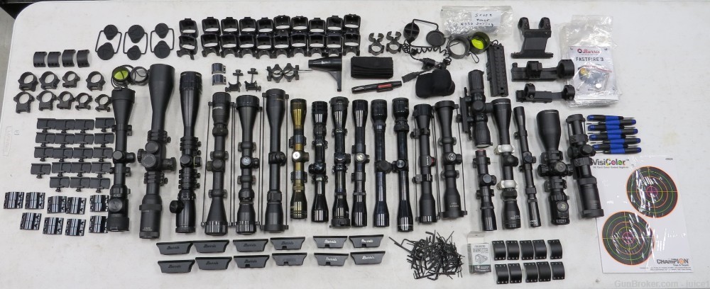 Set of 20 Scopes, Mounts, Rings, and More! (Nikon, Tasco, Bushnell, Burris)-img-1