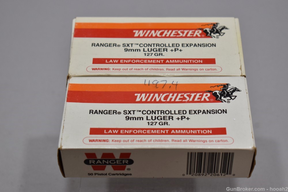2 Boxes 95 Rds Winchester Ranger SXT Controlled Expansion 9mm +P+ 127 G -img-0
