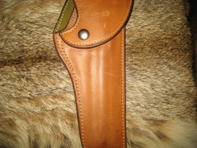 VINTAGE SAFARILAND HALF FLAP SUEDE LINED HOLSTER COLT PYTHON 6" !-img-1