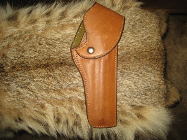 VINTAGE SAFARILAND HALF FLAP SUEDE LINED HOLSTER COLT PYTHON 6" !-img-0