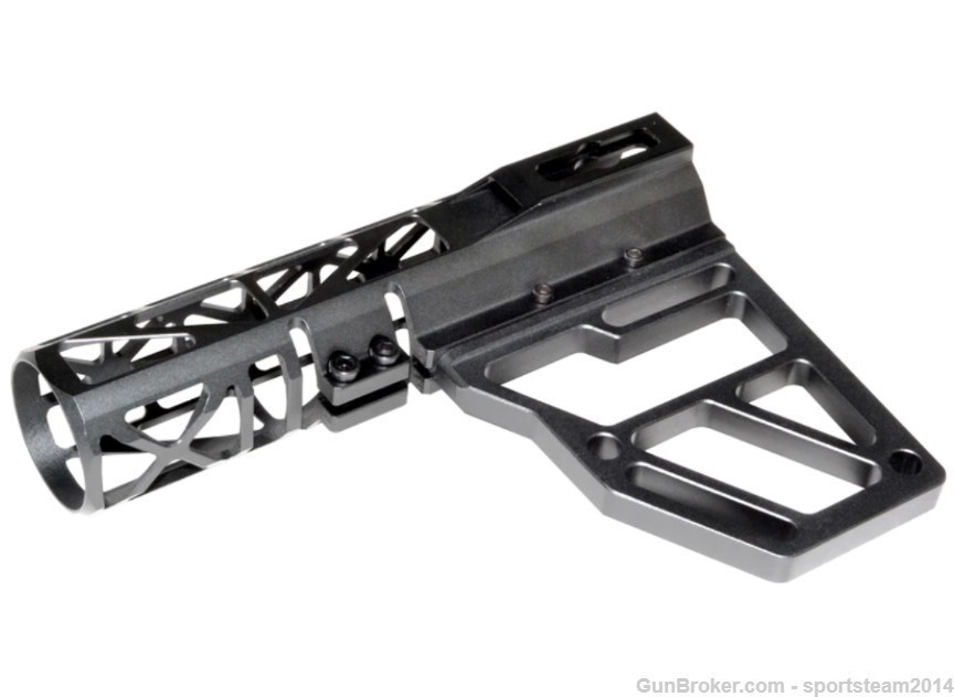 Black Aluminum Skeletonized Pistol Brace Stabilizer+Pistol Buffer Tube Kit -img-2