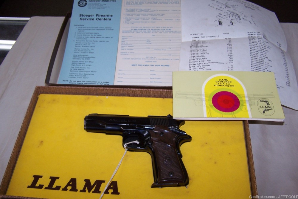 Llama IIIA (miniture 1911) 380acp 95% with box & literature-img-8