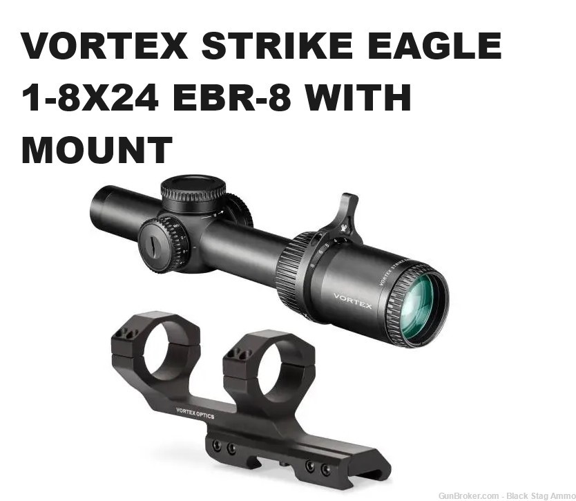Vortex Strike Eagle 1-8x24 FFP EBR-8 MOA scope w/ mount illuminated SE-1801-img-0