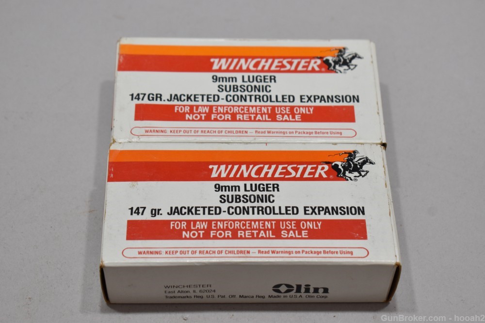 2 Boxes 100 Rds Winchester 9mm Subsonic 147 G Jacketed Controlled Expansion-img-4