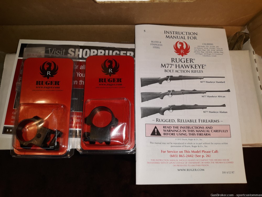 Ruger M77 Hawkeye 223 Rem! New and never fired! Flawless, Rings, Lock, Box-img-25