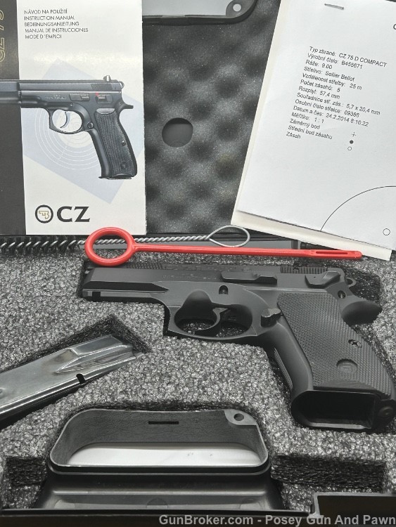 Like New CZ 75 D Compact Semi Auto Handgun 9mm 3.8" Barrel 14 Rounds Night-img-26