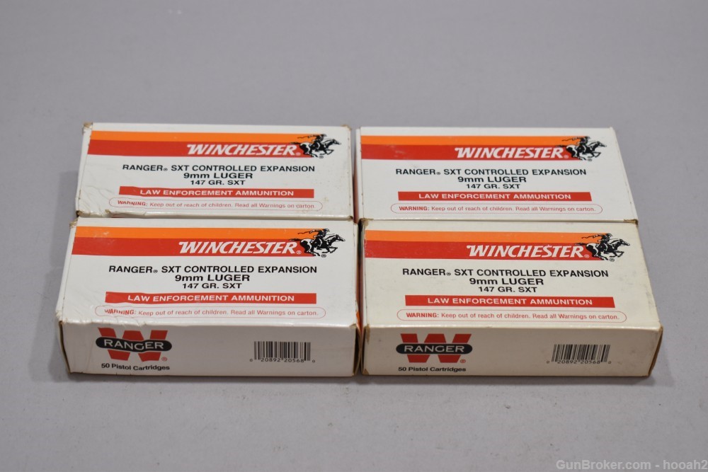 4 Boxes 200 Rds Winchester 9mm Ranger SXT Controlled Expansion 147 G -img-0