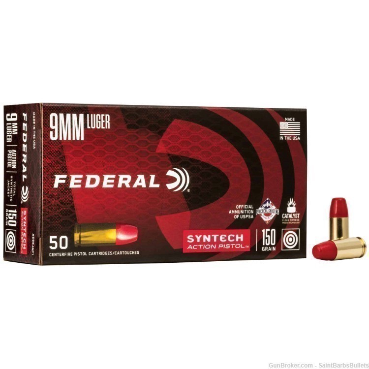 Federal Syntech Action Pistol 9mm 150gr TSJ - 50 Rounds-img-0