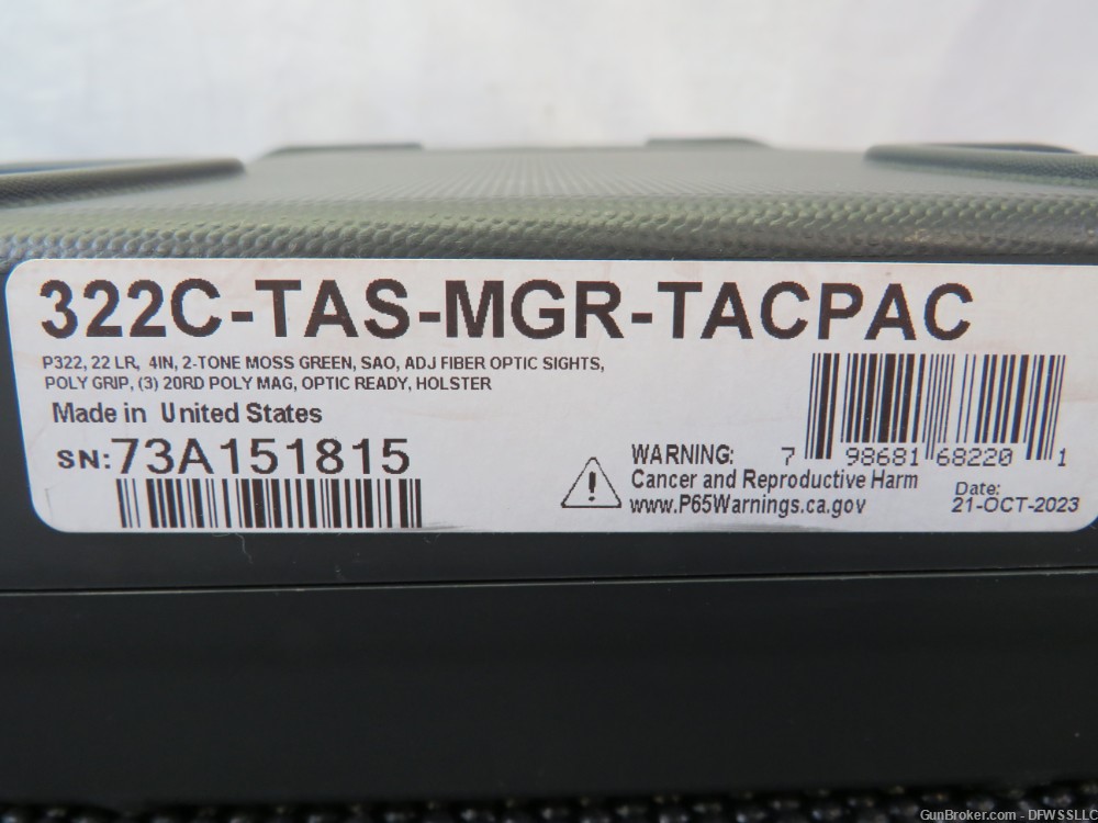 PENNY! SIG P322C MOSS GREEN TACPAC .22LR W/ 4" BARREL, NIB!-img-8