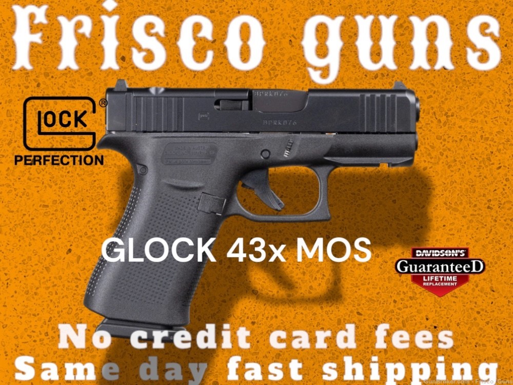 New! Glock g43x 43x MOS Optic Ready 10rd 3.41” NoFee PX4350201FRMOS-img-0