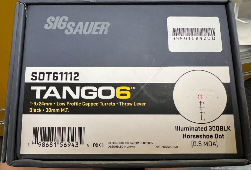 Sig Sauer Tango 6 1-6x24 SOT61112 Illuminated 300BLK Horseshoe Dot 1-6 NEW!-img-3