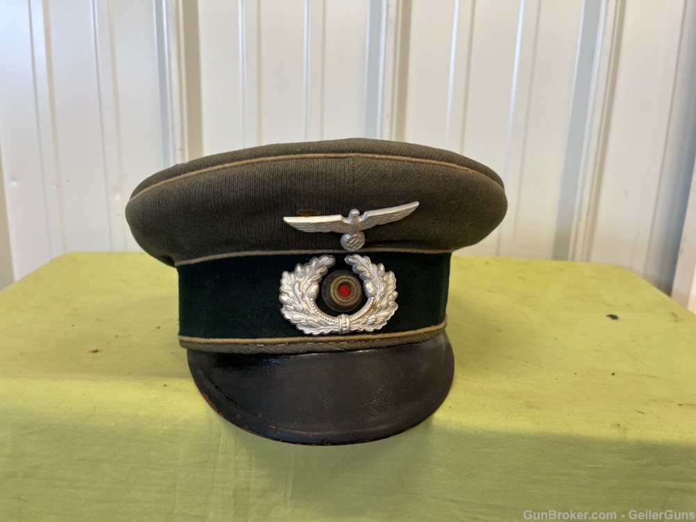 Original WWII German Army Officer Visor Infantry Cap & Uniform Whip-img-11
