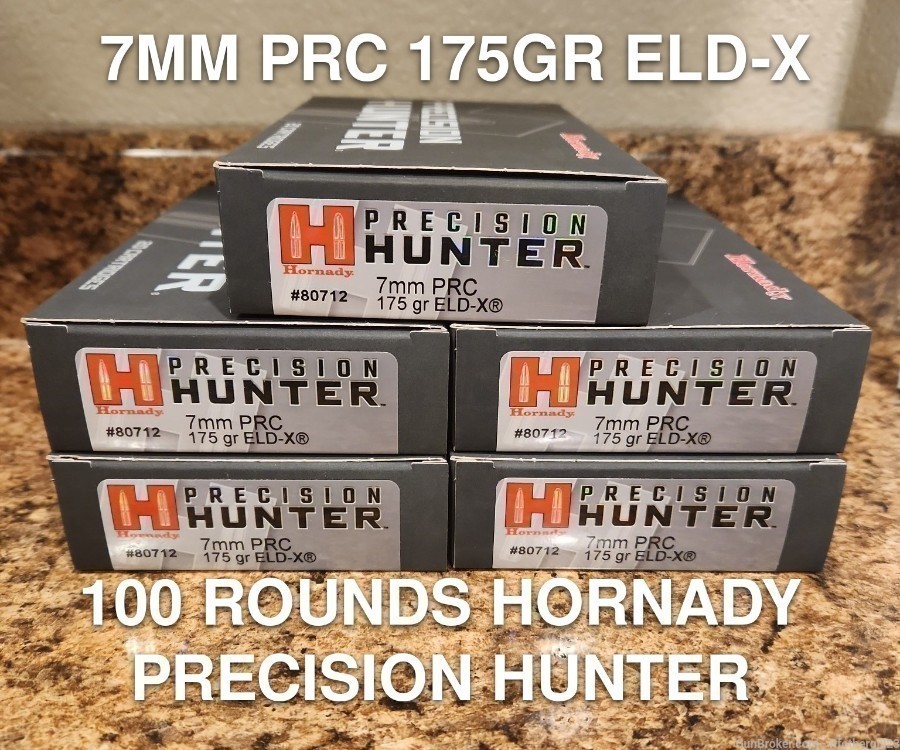 100 Rounds Hornady Precision Hunter 7mm PRC 175gr ELD-X 80712-img-0
