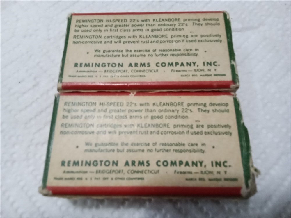 Vintage-2 boxes Remington Hi-Speed Kleanbore 22 short ammo-img-3