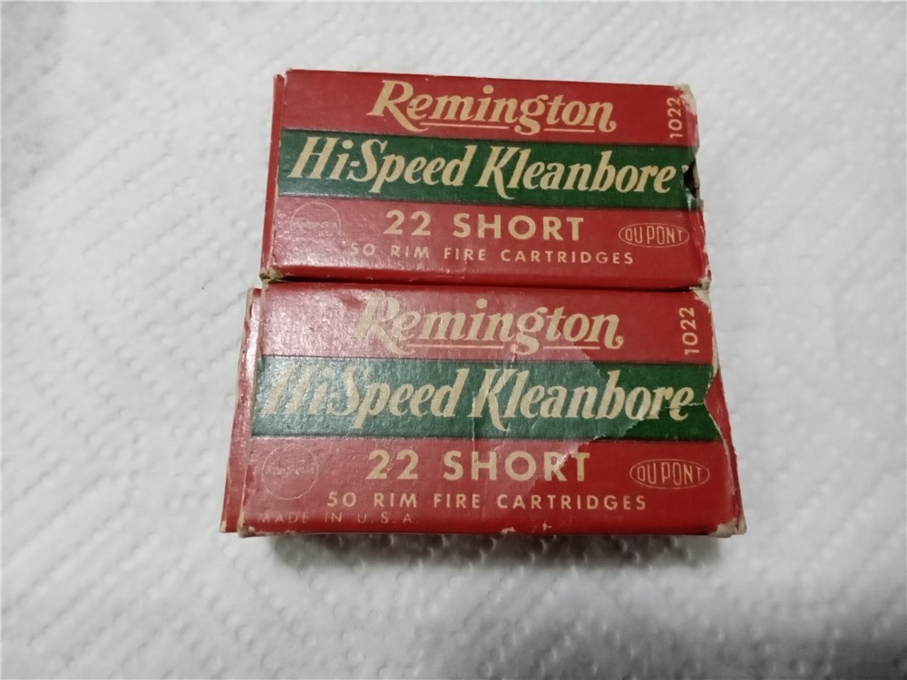 Vintage-2 boxes Remington Hi-Speed Kleanbore 22 short ammo-img-0