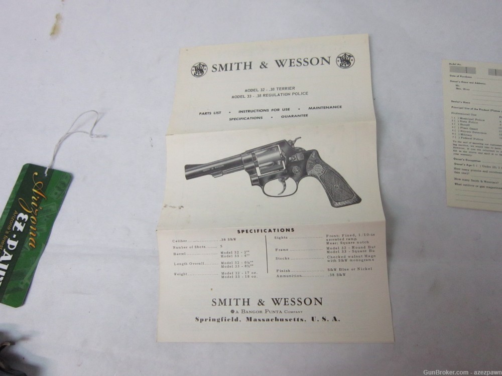 Smith & Wesson Model 32-1 in .38 S&W, Almost New, w/Box & Paper Work-img-52