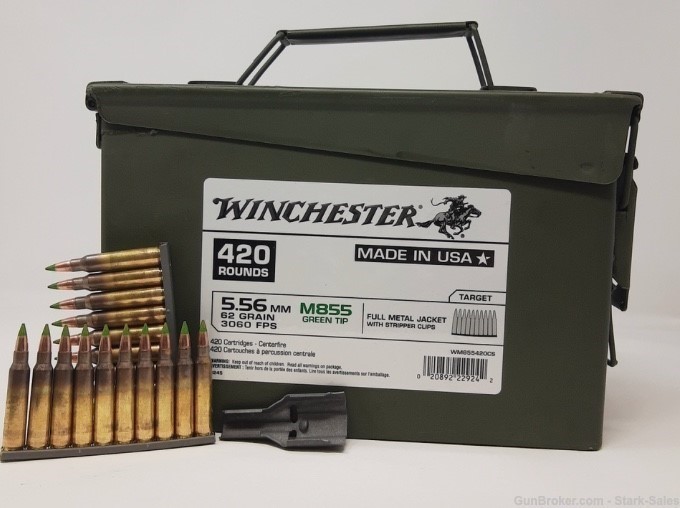 Winchester Lake City 5.56mm M855 Green Tip 62gr FMJ Stripper Clips 420-img-0