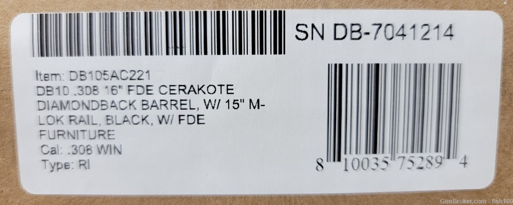 DIAMONDBACK DB10 308 16" FDE CERAKOTE-img-13