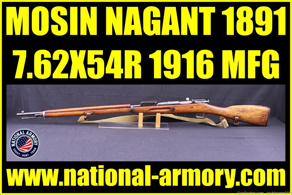 MOSIN NAGANT 1891 7.62X54R 31” BARREL 5RD CAP 1916 MFG W/ SLING-img-0