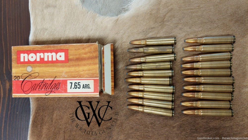 Vintage 7.65 Argentine/7.62x53mm Mauser Ammo/Brass Lot, 139 Rounds-img-2