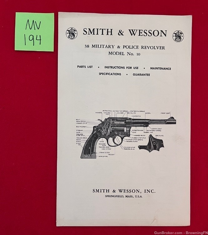 Vintage Smith & Wesson S&W Model  Owners Instruction Manual .38 M&P-img-0