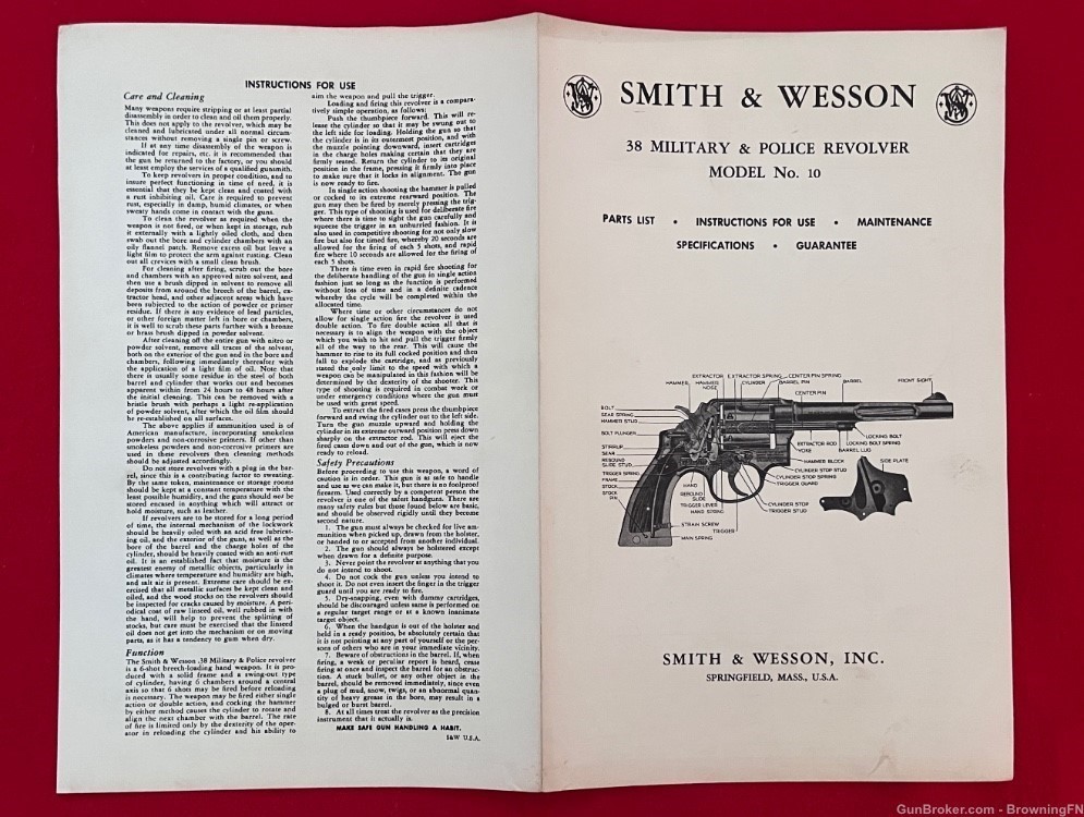 Vintage Smith & Wesson S&W Model  Owners Instruction Manual .38 M&P-img-2